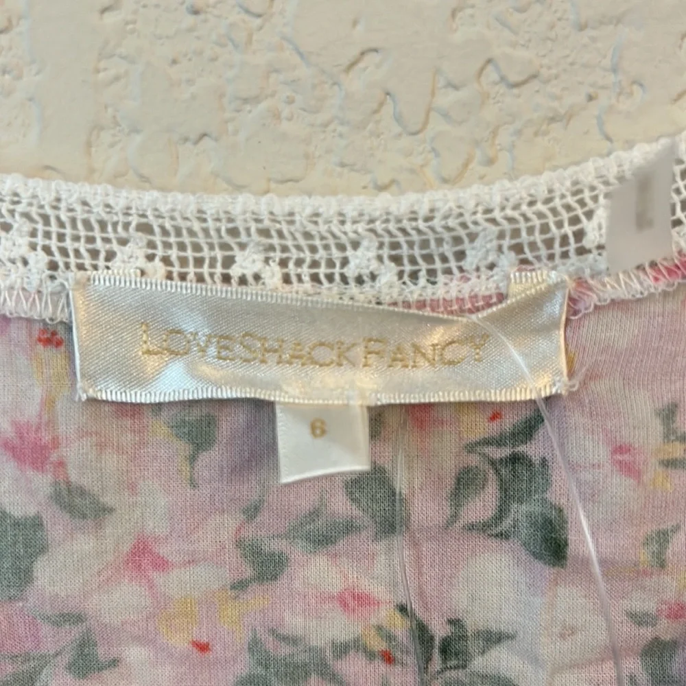 LoveShackFancy Pink Magenta Floral Eyelet Carlie Victorian Midi Dress - Picture 5 of 10